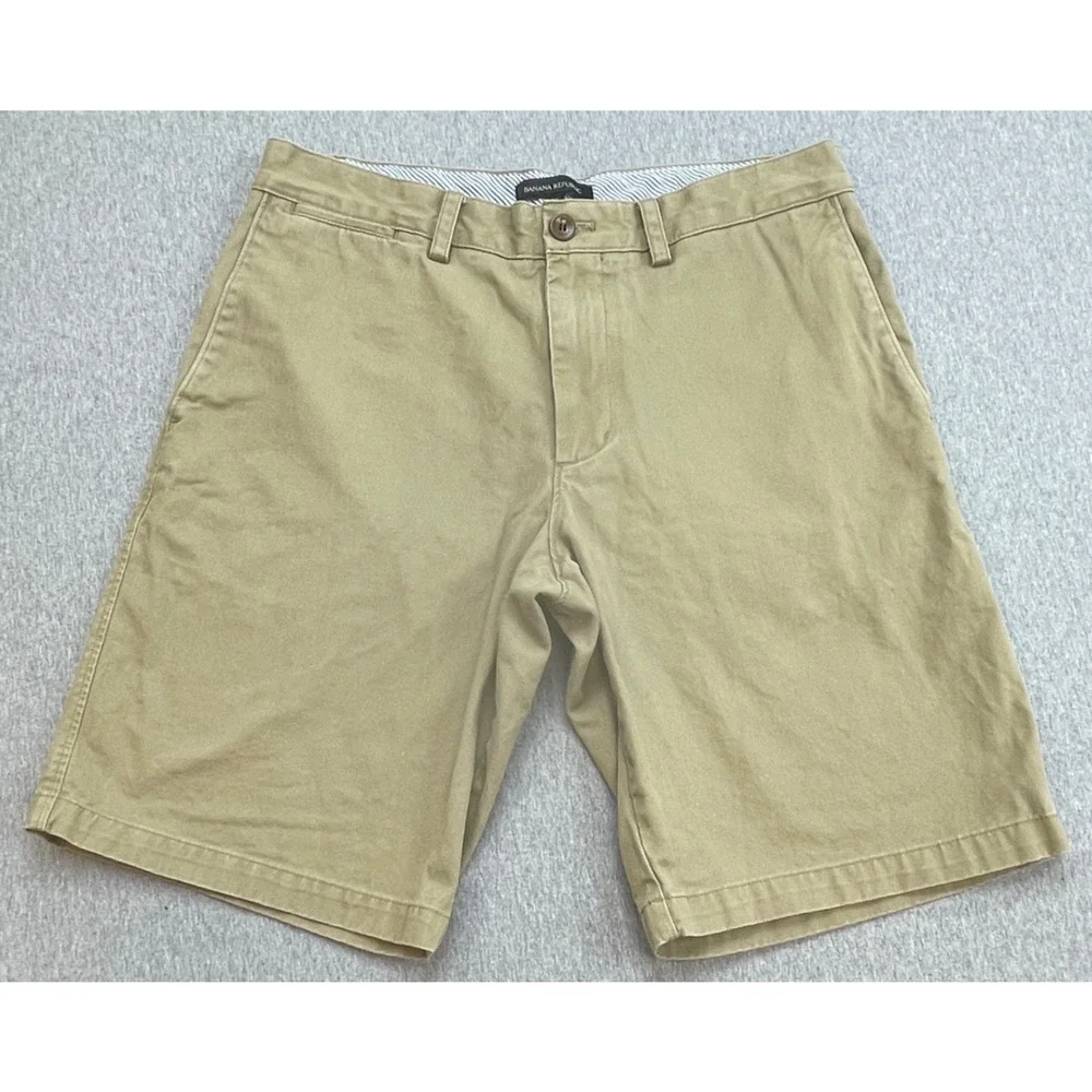 Banana Republic shorts Mens 32 Beige 100% Cotton Chino Flat Front‎ 11